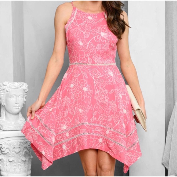 1 LEFT! Pink White Crochet Beautiful Women’s Summer Dress Summer Cute Dress - Picture 3 of 4